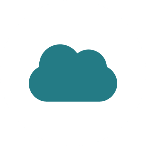 A simple blue cloud icon on a white background.