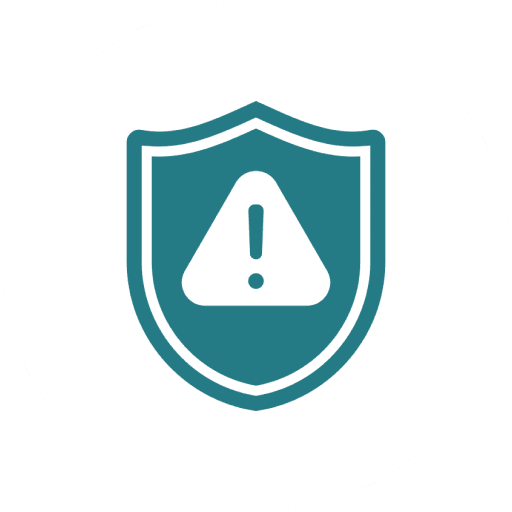 A shield icon with an exclamation mark warning symbol inside.